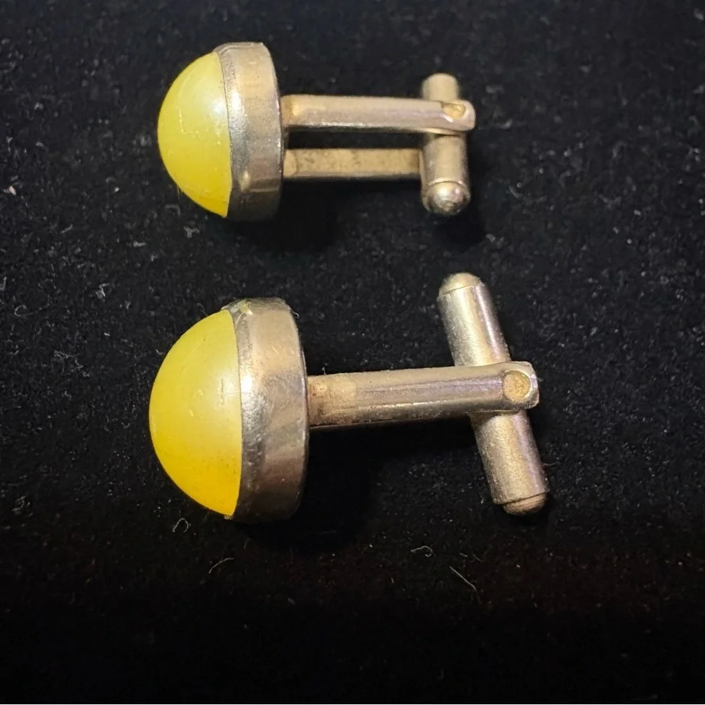 Vintage Anson Sun Yellow Gold Tone Cuff Links Cufflinks